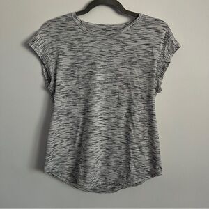 Lululemon Gray and White Active Wear Short Sleeve Shirt-Women’s